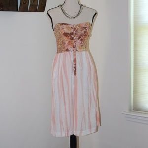 Language Los Angeles, peach strapless dress  ....
